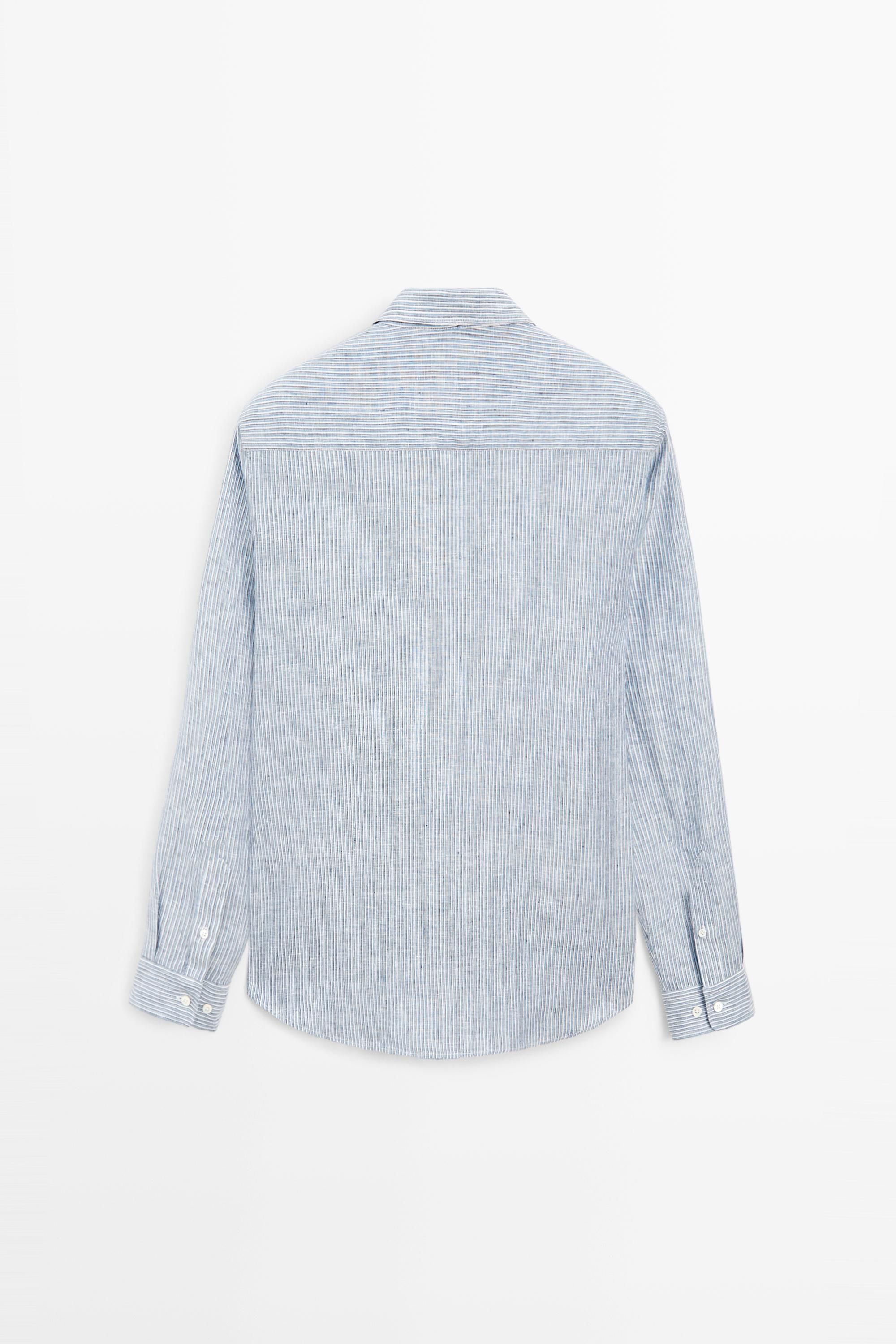 100% linen shirt with discontinuous stripes